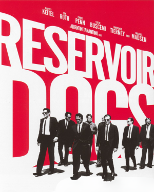 Αφίσα της ταινίας Reservoir Dogs με τους έξι βασικούς χαρακτήρες ντυμένους με κοστούμια και γυαλιά ηλίου